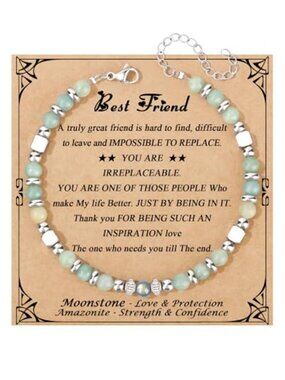 Best Friend Bracelet Women Amazonite Stone Friendship Gift Adjustable Jewelry